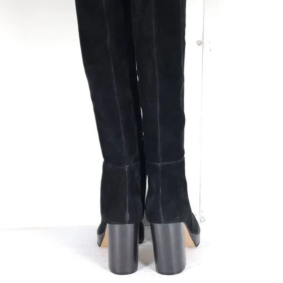 Free People Women's Echo US6-6,5 EU37 Black Suede Platform Over The Knee Boots