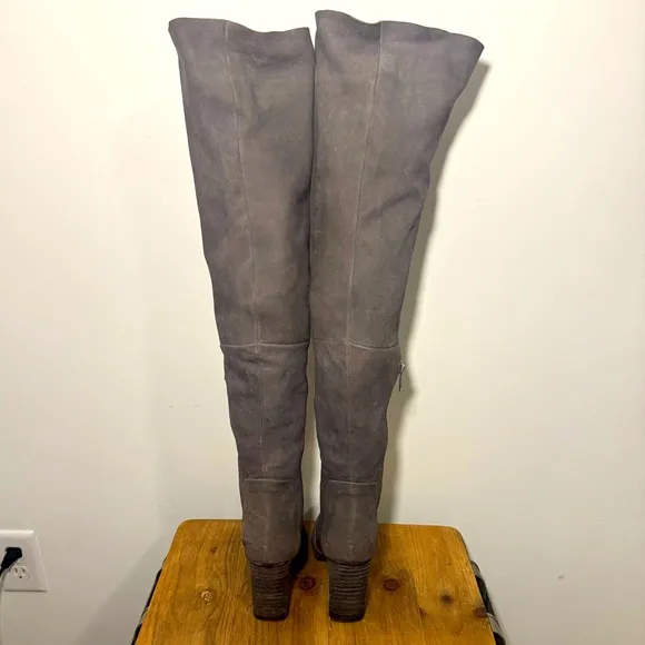 Free People Women's Porter Over-the-Knee Gray Luxe Leather Boots