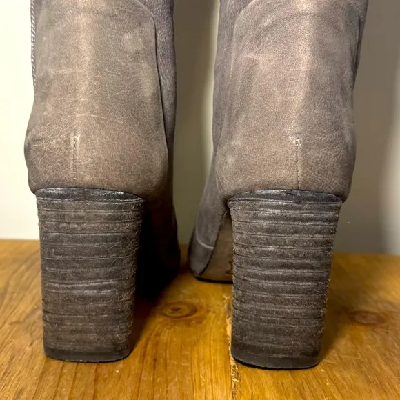 Free People Women's Porter Over-the-Knee Gray Luxe Leather Boots