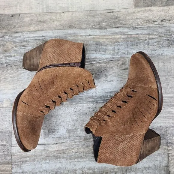 Free Short Loveland Suede Woven Ankle Boots sz 39