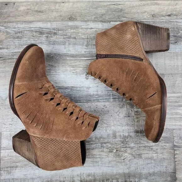 Free Short Loveland Suede Woven Ankle Boots sz 39