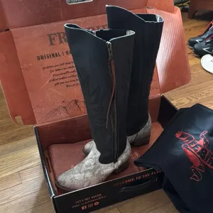 Freebird Black and Gray Heeled Boots Classic Design