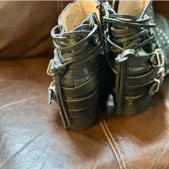 Freebird by Steven Black Ankle Boots with Buckle Straps