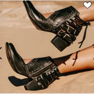 Freebird by Steven Black Ankle Boots with Buckle Straps