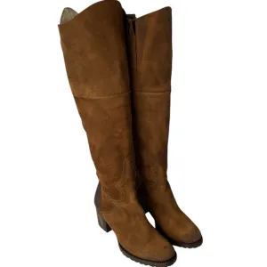 Freebird Fuego Tan Brown Distressed Leather 18” Knee High Side Zip Boots Size 10