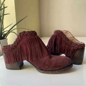 Freebird Lucy Boots fringe suede leather red size 9