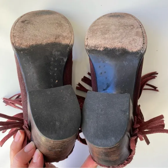 Freebird Lucy Boots fringe suede leather red size 9