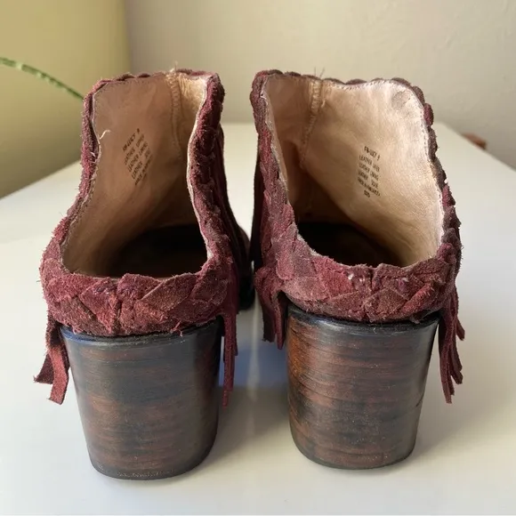 Freebird Lucy Boots fringe suede leather red size 9