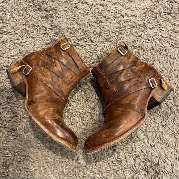 Freebird Sammi Strappy Distressed Leather Boots Size 7