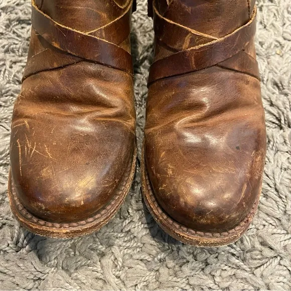 Freebird Sammi Strappy Distressed Leather Boots Size 7