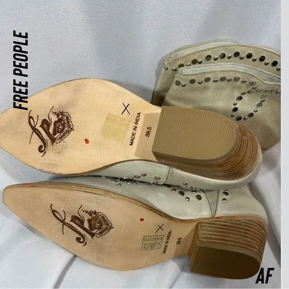 FREE PEOPLE JAXSON STUDDED WESTERN BOOTS ANKLE NEW SIZE CAMEL