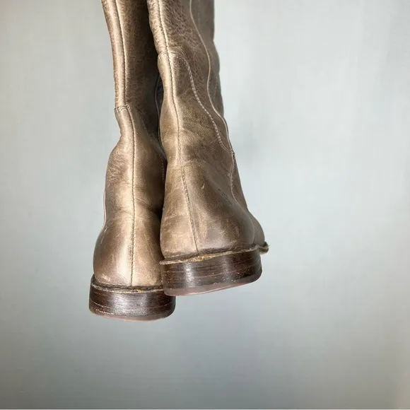 FRYE | 7.5 Tan Brown Distressed Leather Riding Boots Paige Tall