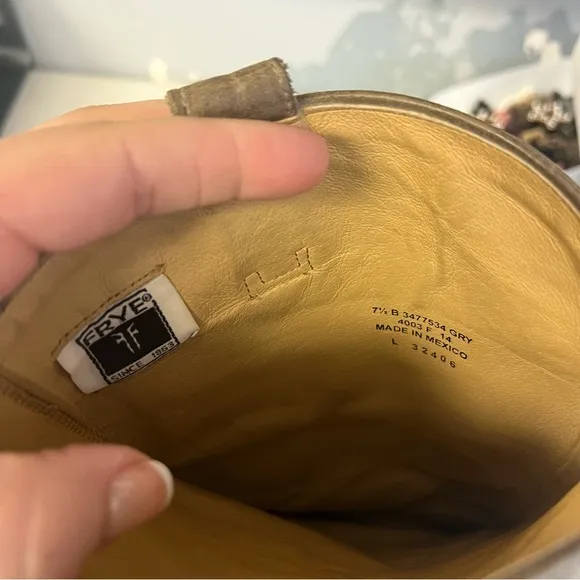 FRYE | 7.5 Tan Brown Distressed Leather Riding Boots Paige Tall