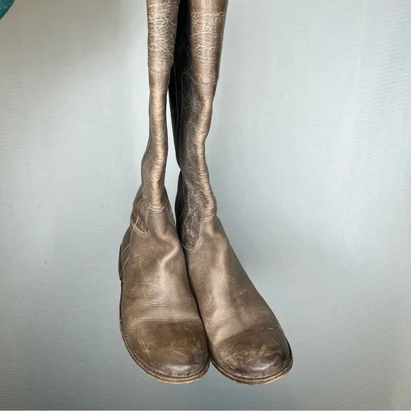 FRYE | 7.5 Tan Brown Distressed Leather Riding Boots Paige Tall