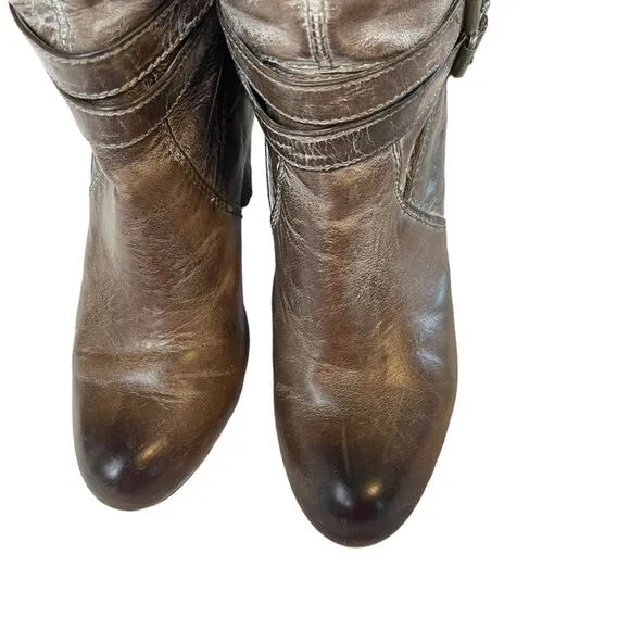 Frye All Leather Miranda Slouch Boots Distressed Brown Size 6