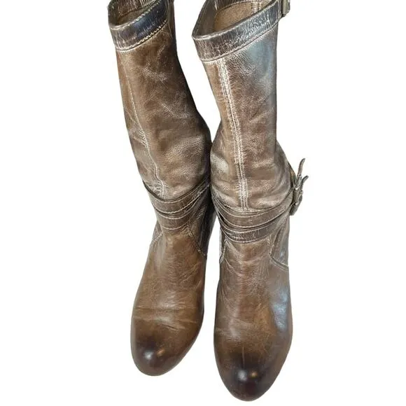 Frye All Leather Miranda Slouch Boots Distressed Brown Size 6