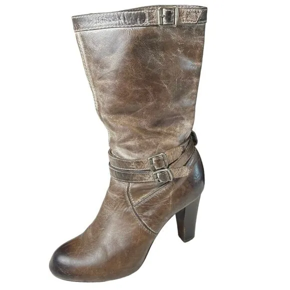 Frye All Leather Miranda Slouch Boots Distressed Brown Size 6