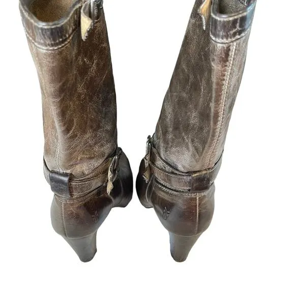 Frye All Leather Miranda Slouch Boots Distressed Brown Size 6