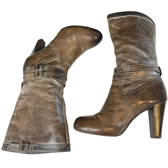 Frye All Leather Miranda Slouch Boots Distressed Brown Size 6