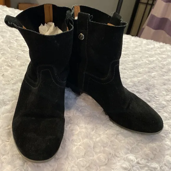 FRYE &amp; CO suede leather black boots pull on sz 8 women’s western cowgirl classic