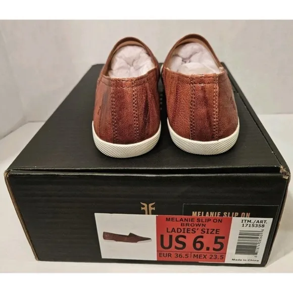 FRYE &quot;Melanie&quot; Women's  Leather Slip-On / Size 6.5 /‎ Color Brown / New