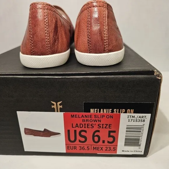 FRYE &quot;Melanie&quot; Women's  Leather Slip-On / Size 6.5 /‎ Color Brown / New