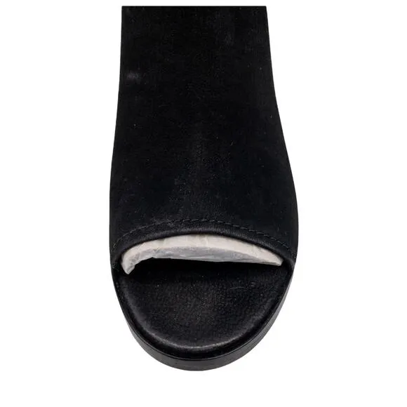 Frye Black Danica Suede Peep Toe Distressed Heeled Ankle Boots 8