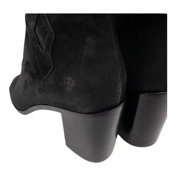 Frye Black Danica Suede Peep Toe Distressed Heeled Ankle Boots 8
