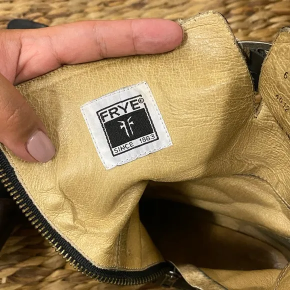 Frye black moto leather boots size 6