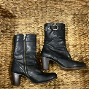 Frye black moto leather boots size 6