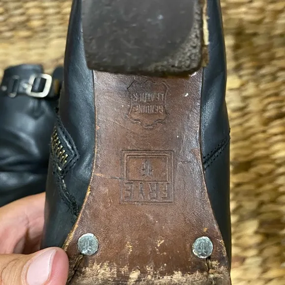 Frye black moto leather boots size 6