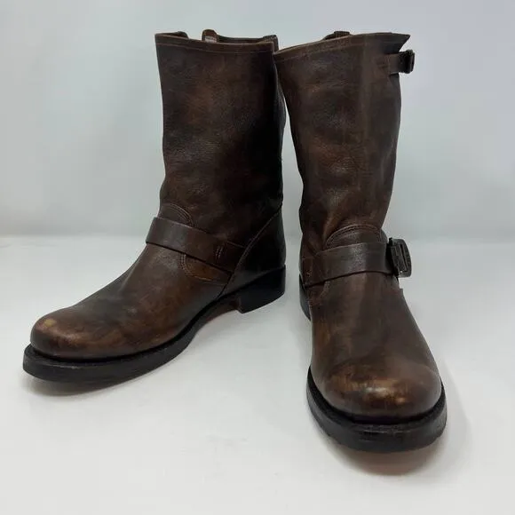 Frye Boots Women's 8.5 Brown Veronica Leather Short Bootie Factory Distressed