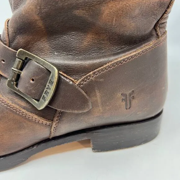 Frye Boots Women's 8.5 Brown Veronica Leather Short Bootie Factory Distressed