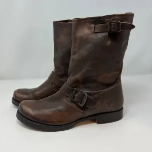 Frye Boots Women's 8.5 Brown Veronica Leather Short Bootie Factory Distressed