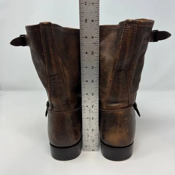 Frye Boots Women's 8.5 Brown Veronica Leather Short Bootie Factory Distressed