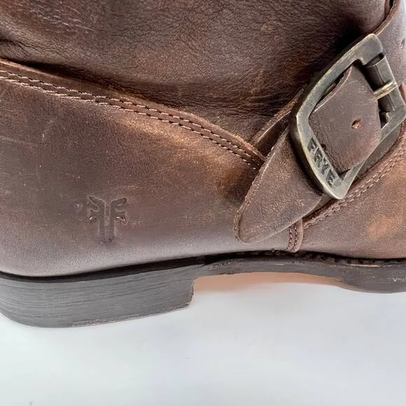 Frye Boots Women's 8.5 Brown Veronica Leather Short Bootie Factory Distressed