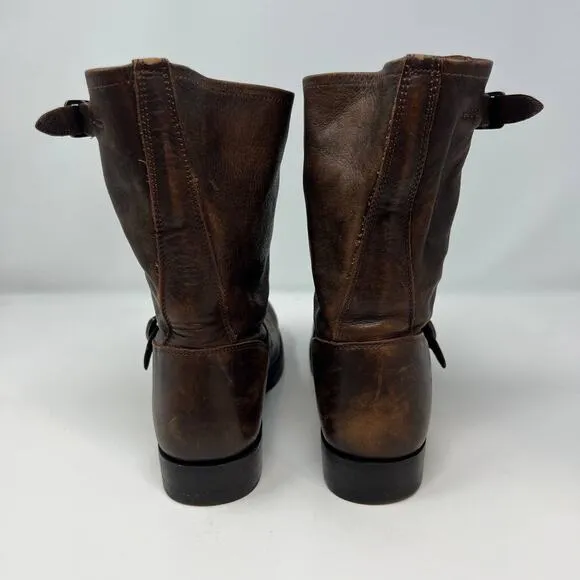 Frye Boots Women's 8.5 Brown Veronica Leather Short Bootie Factory Distressed
