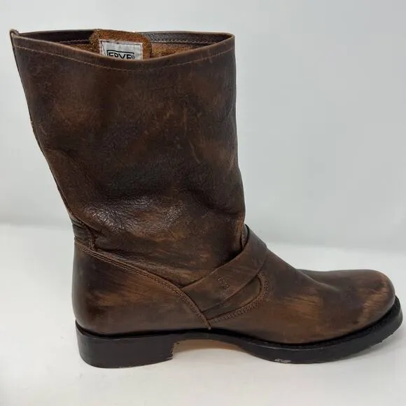 Frye Boots Women's 8.5 Brown Veronica Leather Short Bootie Factory Distressed