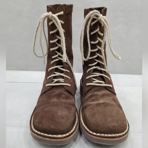 Frye boots women's size 9 brown suede leather lace up combat leather lined Rare