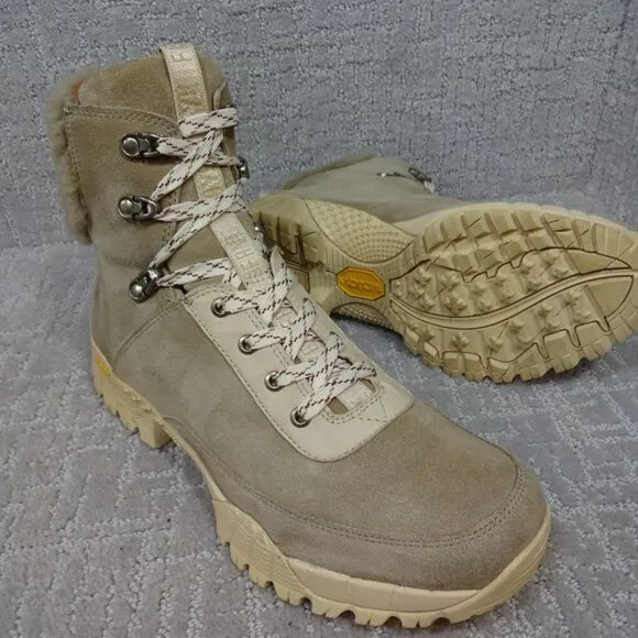 FRYE Brit Women’s Size 12 Beige Multi Suede Tumbled Goat Shearling Hiker's Boots