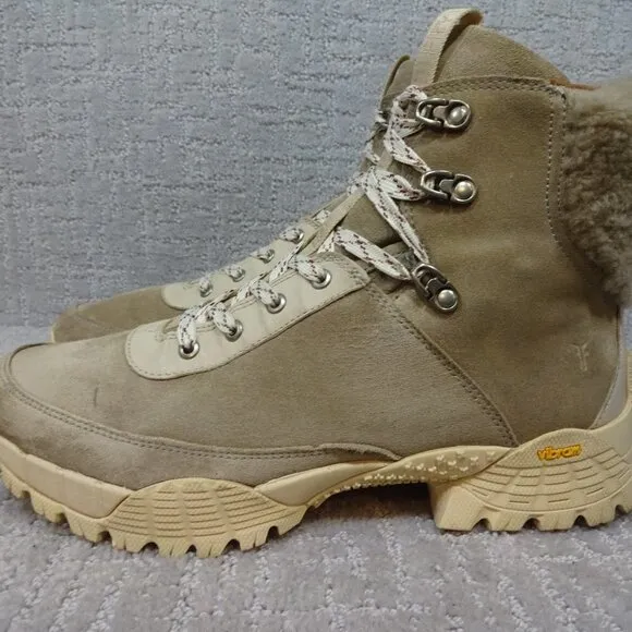 FRYE Brit Women’s Size 12 Beige Multi Suede Tumbled Goat Shearling Hiker's Boots