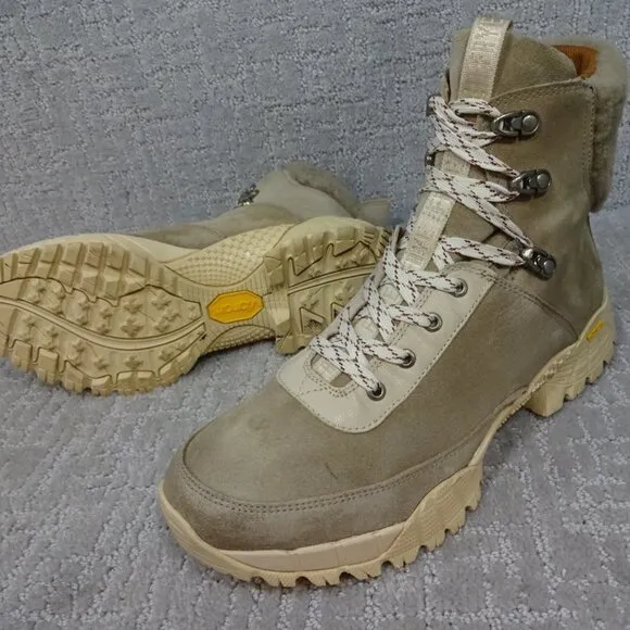 FRYE Brit Women’s Size 12 Beige Multi Suede Tumbled Goat Shearling Hiker's Boots