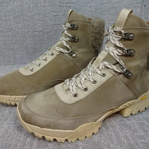 FRYE Brit Women’s Size 12 Beige Multi Suede Tumbled Goat Shearling Hiker's Boots