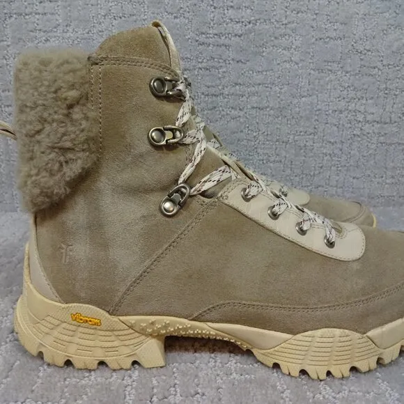 FRYE Brit Women’s Size 12 Beige Multi Suede Tumbled Goat Shearling Hiker's Boots