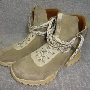 FRYE Brit Women’s Size 12 Beige Multi Suede Tumbled Goat Shearling Hiker's Boots