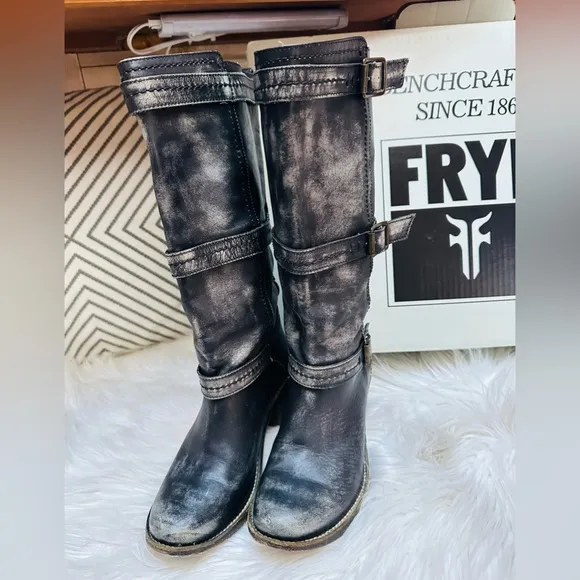 Frye Carmen 3 Strap Distressed Boot.
