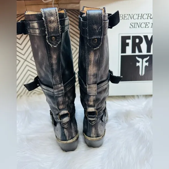 Frye Carmen 3 Strap Distressed Boot.
