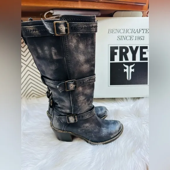 Frye Carmen 3 Strap Distressed Boot.