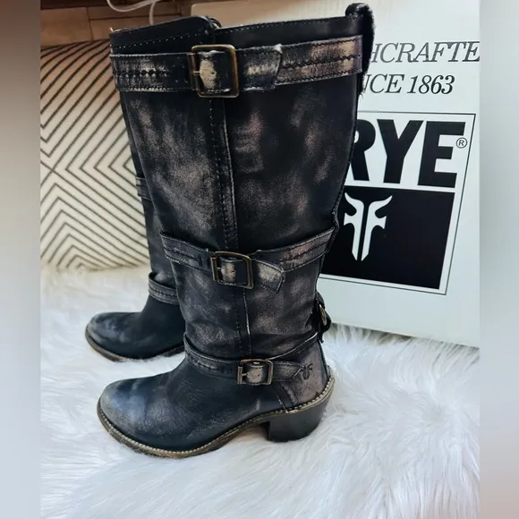 Frye Carmen 3 Strap Distressed Boot.
