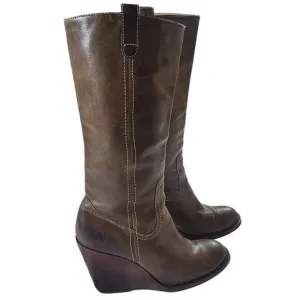 Frye Caroline Campus Leather Wedge Women's Boots Size 8
